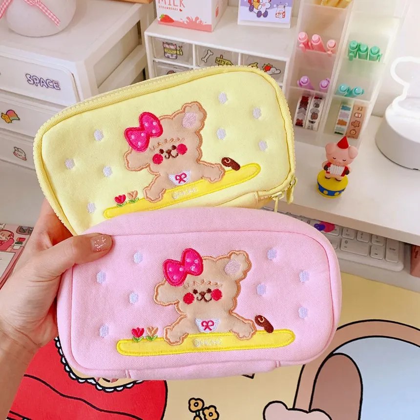 Kawaii Embroidery Large Soft Pouch