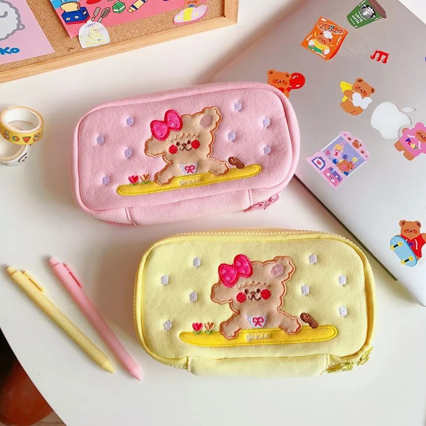 Kawaii Embroidery Large Soft Pouch
