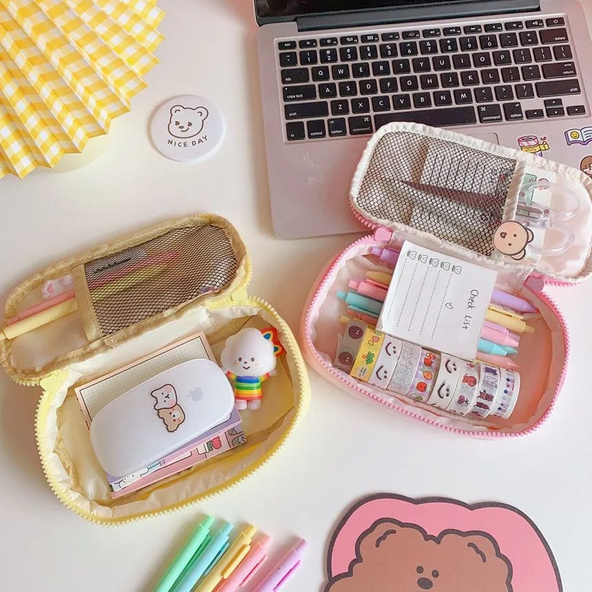 Kawaii Embroidery Large Soft Pouch