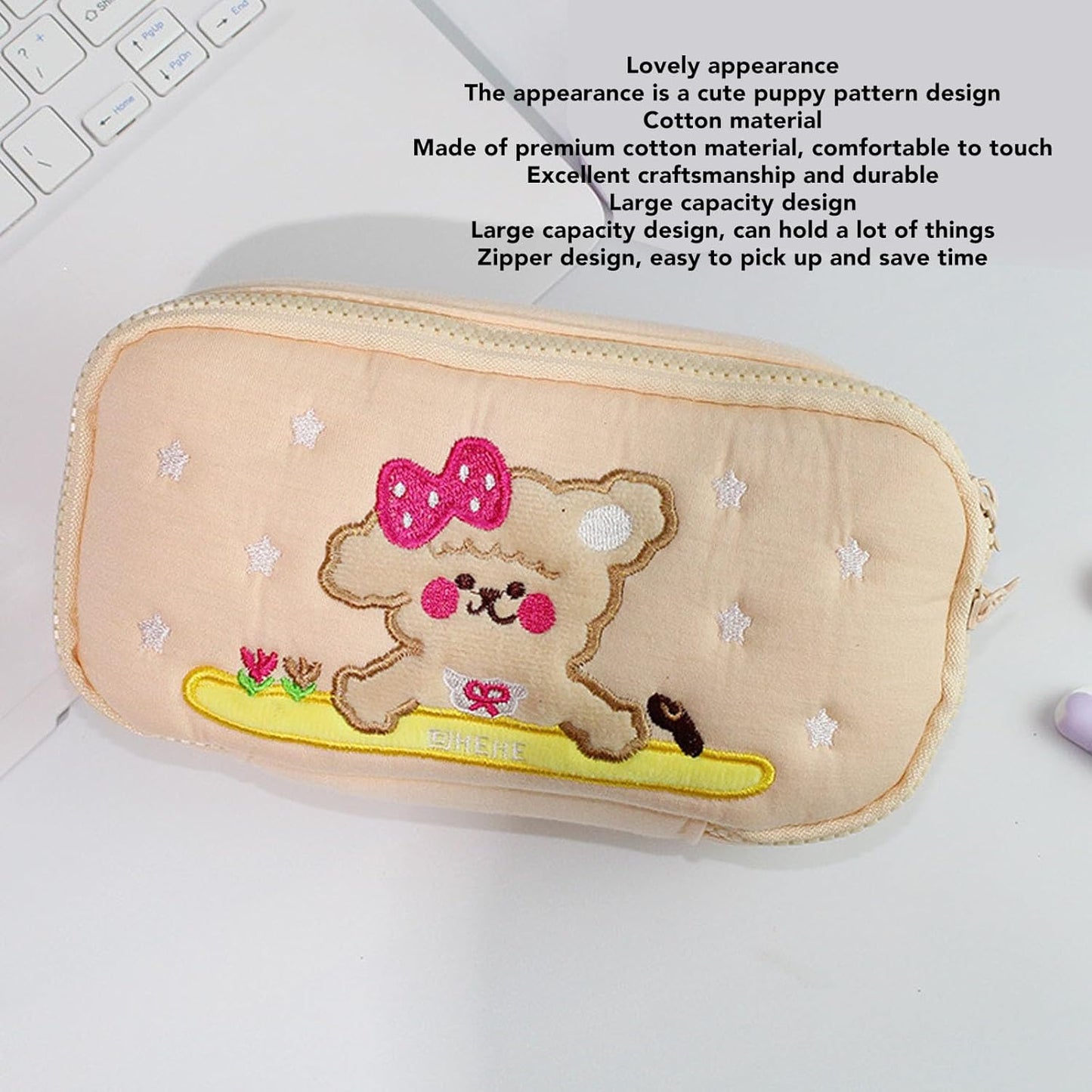 Kawaii Embroidery Large Soft Pouch