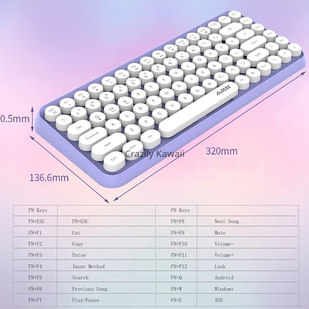 Portable Bluetooth Wireless Mini Compact Retro Typewriter Flexible 84Keys Design Keyboard