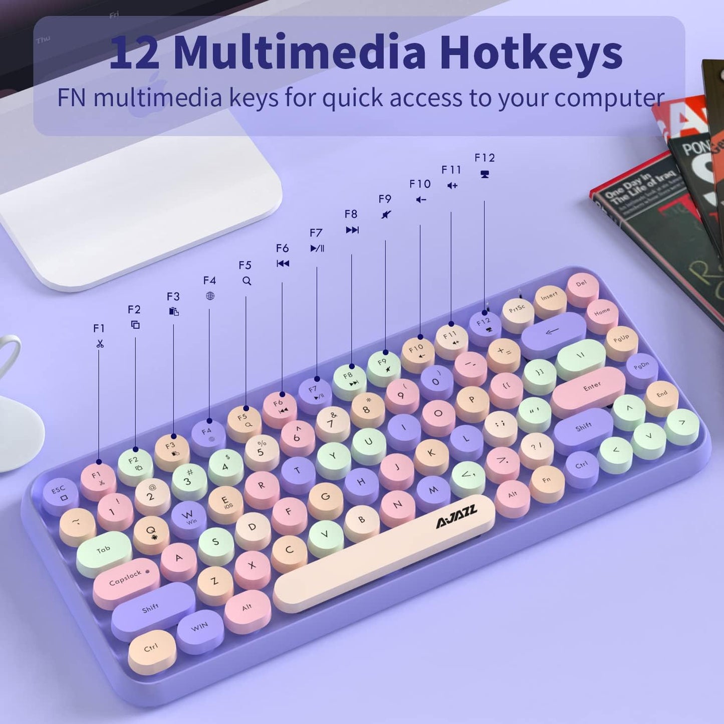 Portable Bluetooth Wireless Mini Compact Retro Typewriter Flexible 84Keys Design Keyboard