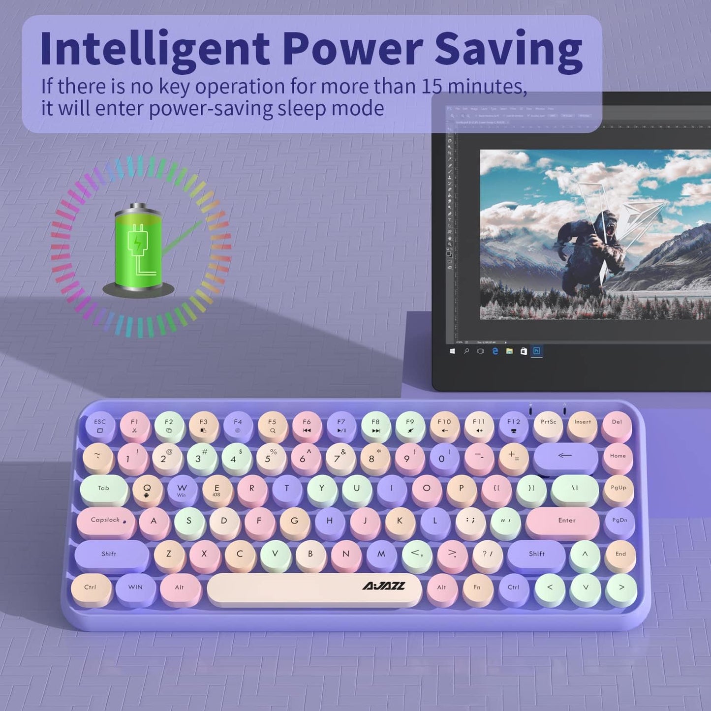Portable Bluetooth Wireless Mini Compact Retro Typewriter Flexible 84Keys Design Keyboard