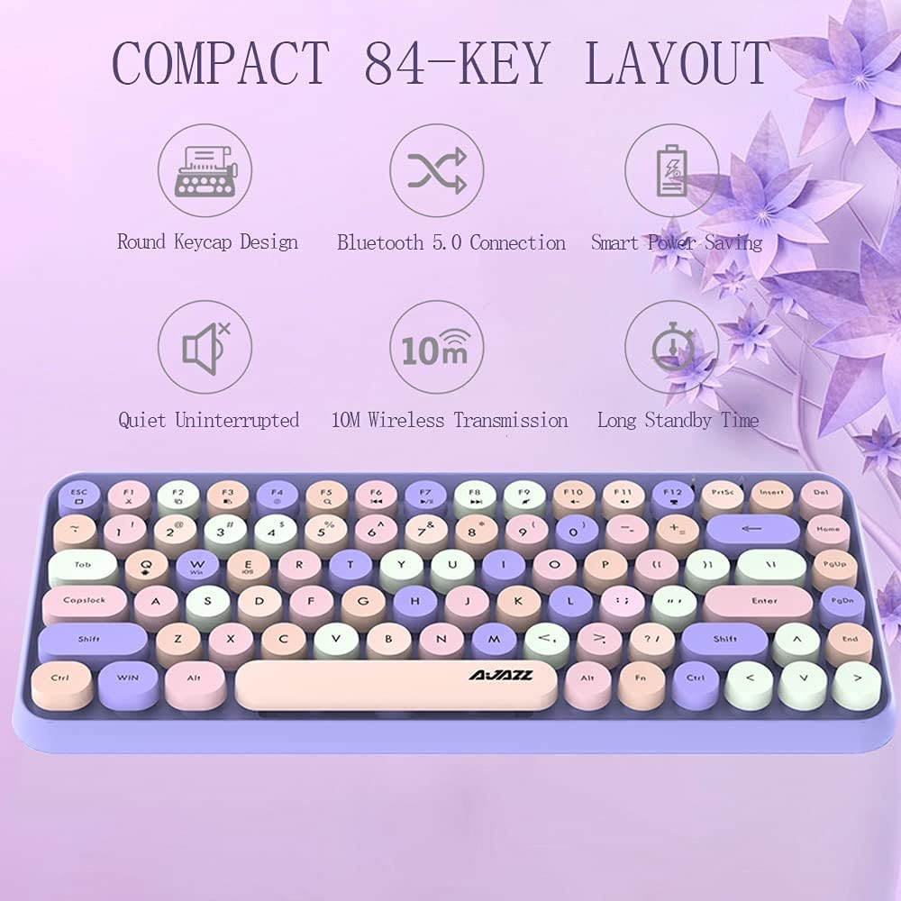 Portable Bluetooth Wireless Mini Compact Retro Typewriter Flexible 84Keys Design Keyboard