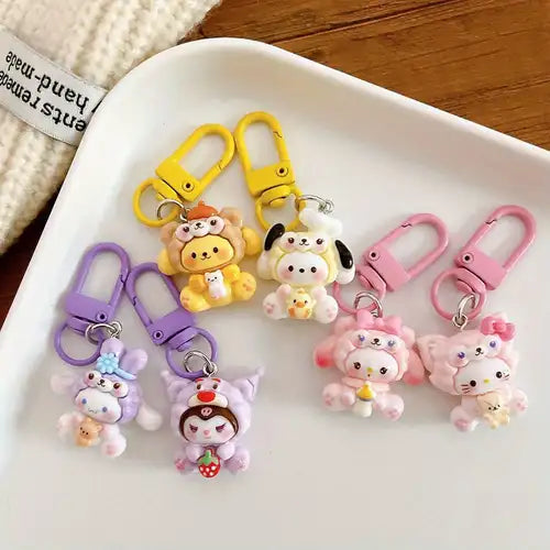 Kawaii Sanrio Animal Costume Pendant Keychains