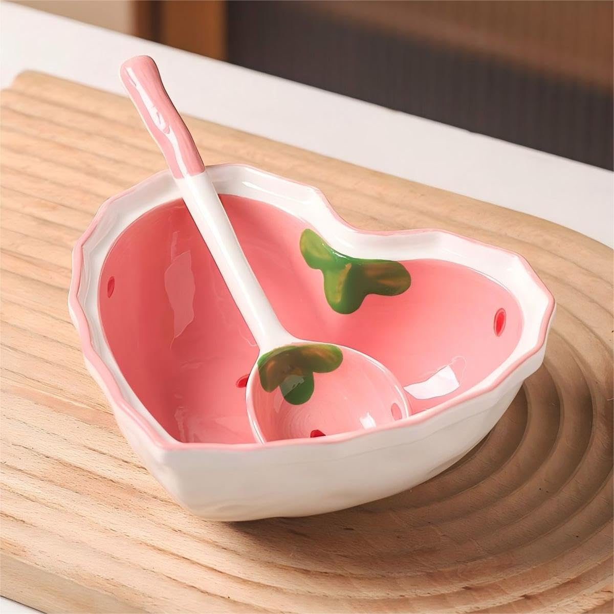 Pinterest Ceramic Heart Shaped Strawberry Meal Set (Set of 3)