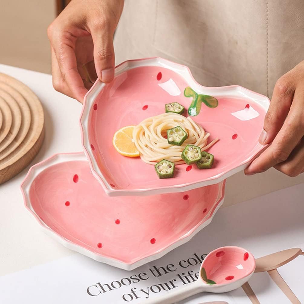 Pinterest Ceramic Heart Shaped Strawberry Meal Set (Set of 3)