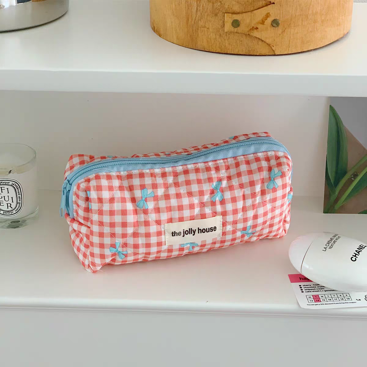 Coquette Checked Bow Pouch