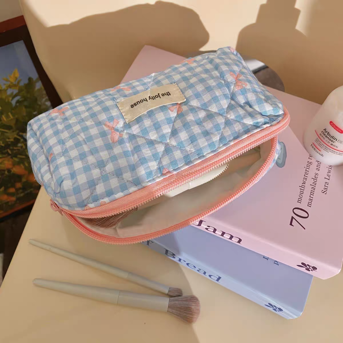 Coquette Checked Bow Pouch