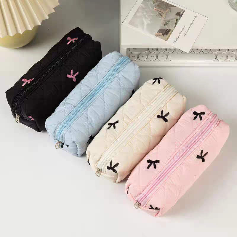 Minimalist Bow Soft Quilting Storage/Stationery Pouch