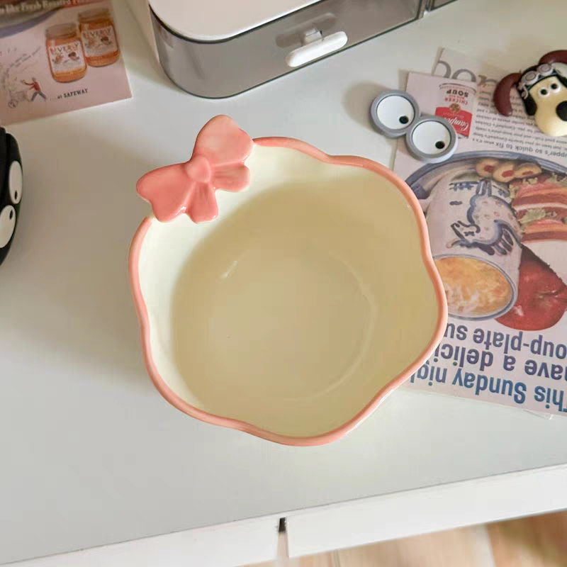 Ceramic Bow Snack Bowl - Pink