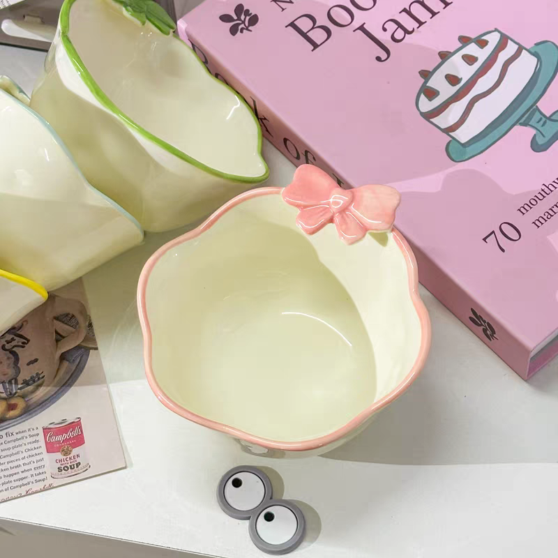 Ceramic Bow Snack Bowl - Pink