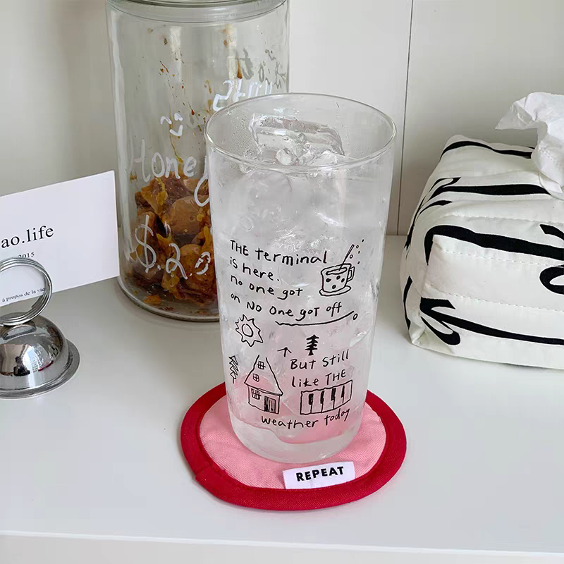 Pinteresty Doodle Latte Glass Cup