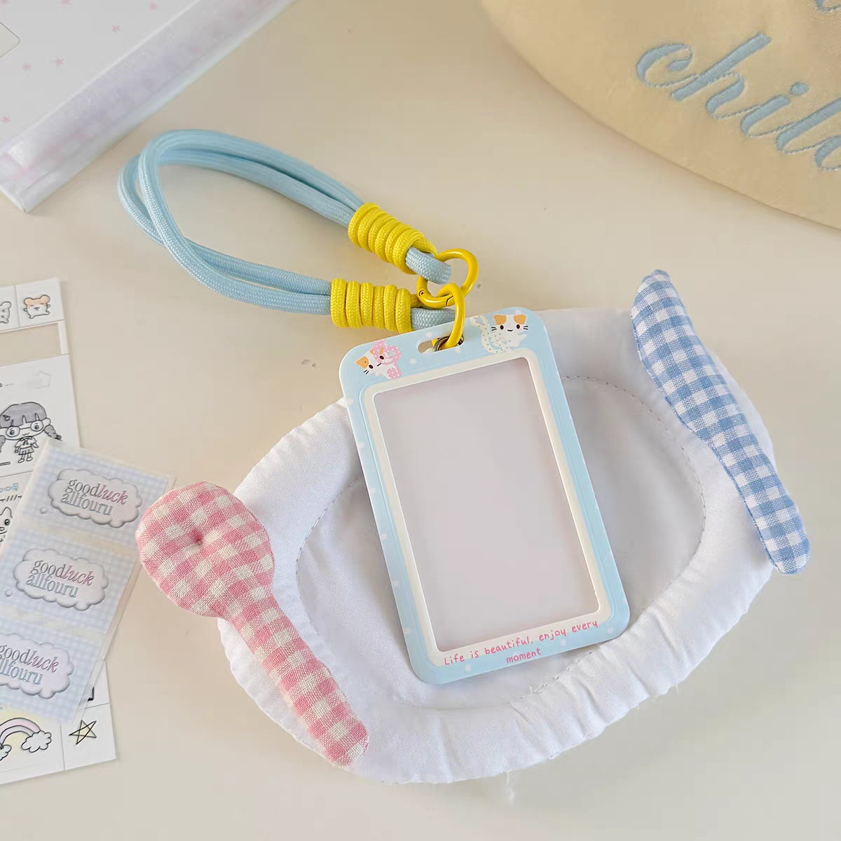 Cute Bi-Cyle Kitten ID Badge Holder