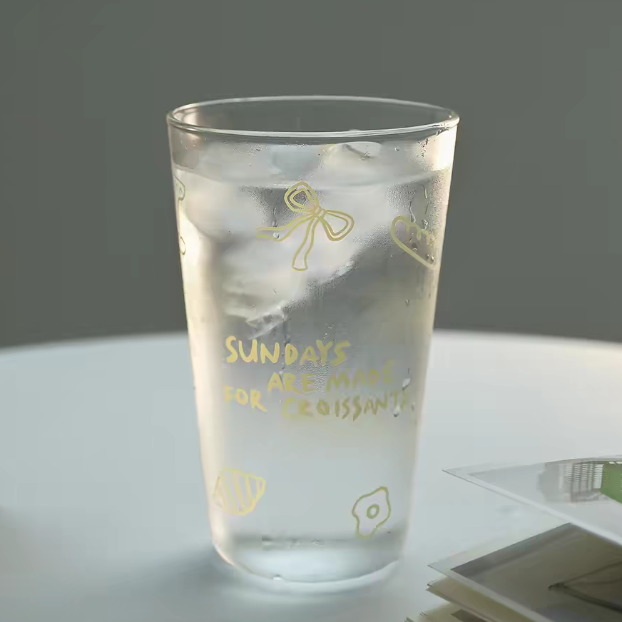 Japanese Cafe Themed Glass Latte Cup