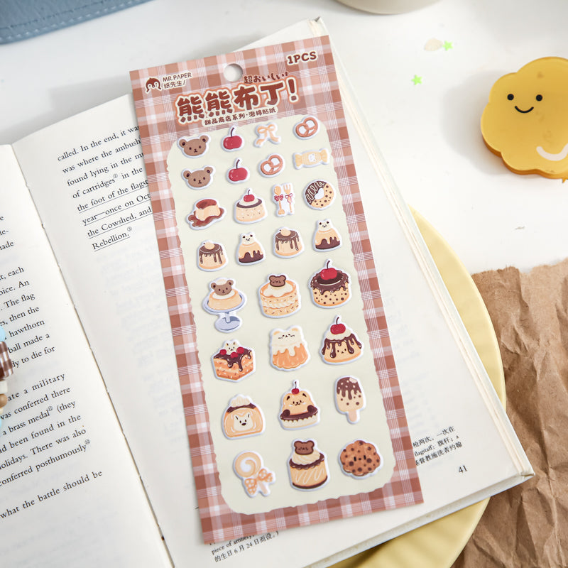 Mr.Paper Puffy Kawaii Dessert Illustration Journal Stickers  - Set of 4
