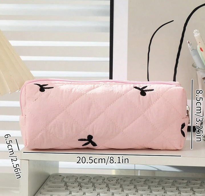 Minimalist Bow Soft Quilting Storage/Stationery Pouch