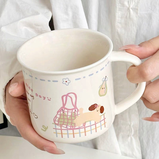 Kawaii Doodle Puppy Ceramic Mug