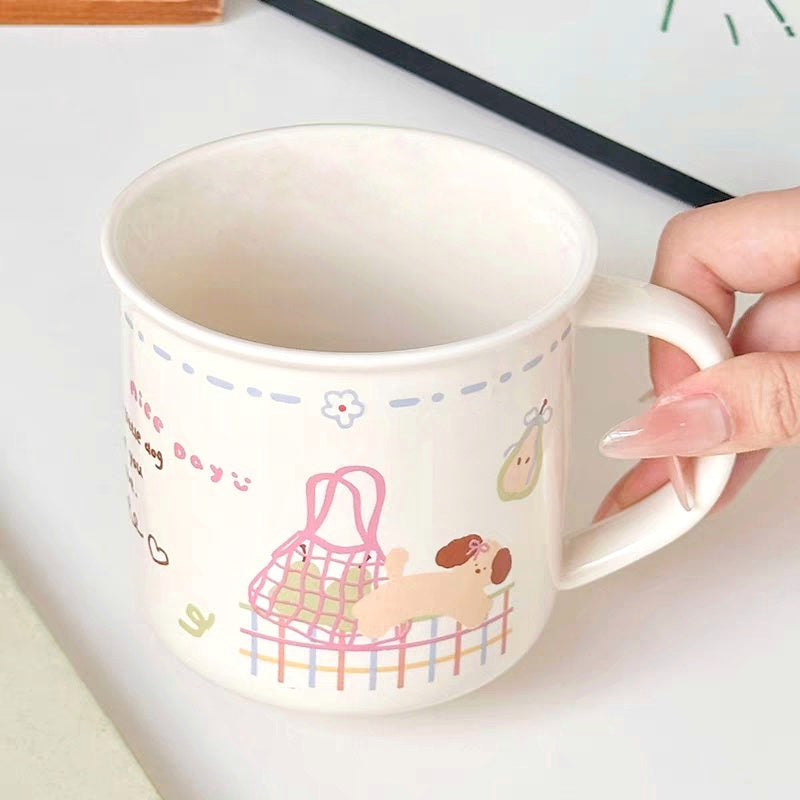 Kawaii Doodle Puppy Ceramic Mug