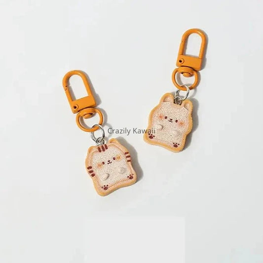 Kawaii Cartoon Toast Keychain