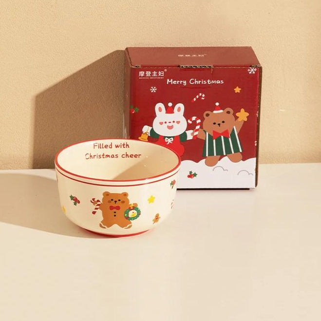 Christmas Kawaii Ginger Bear Ceramic Bowl
