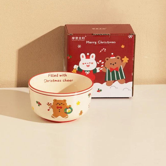 Christmas Kawaii Ginger Bear Ceramic Bowl