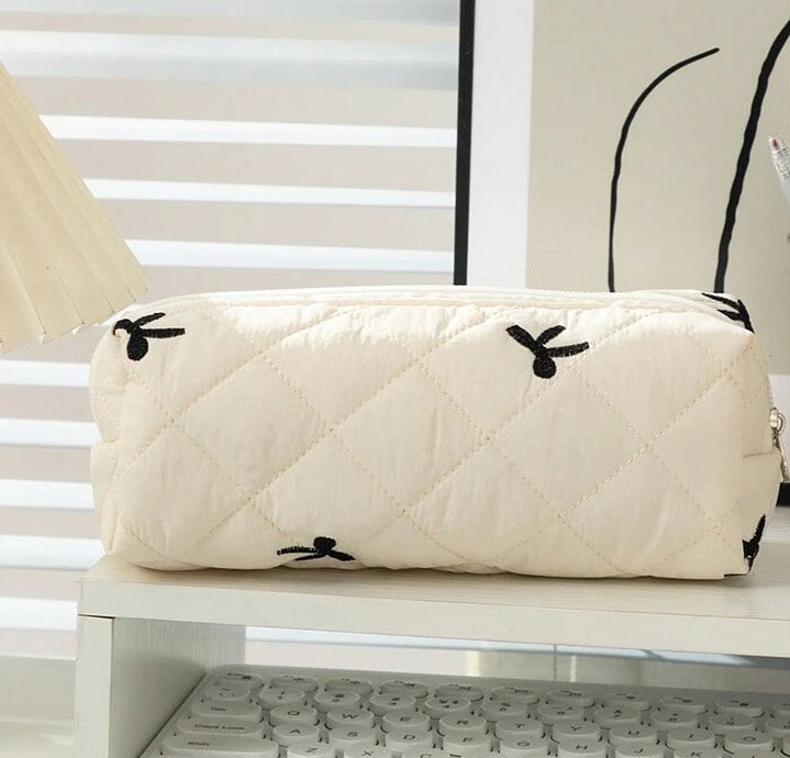 Minimalist Bow Soft Quilting Storage/Stationery Pouch