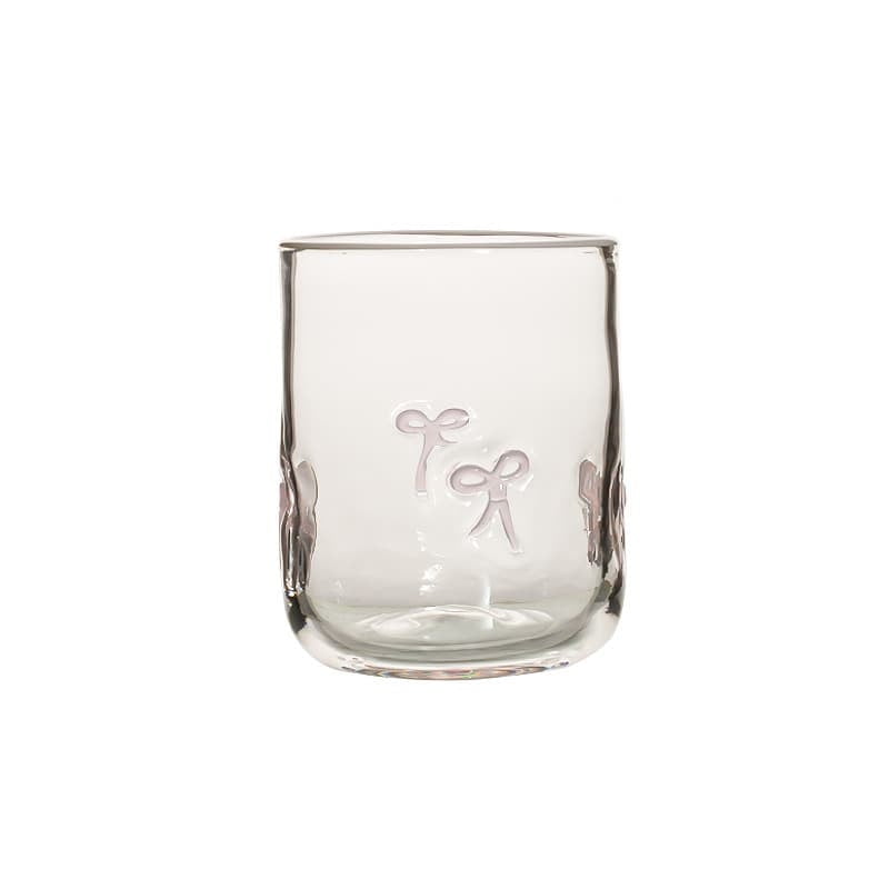 Latte Icon Glass Cup - Factory surplus - White bow