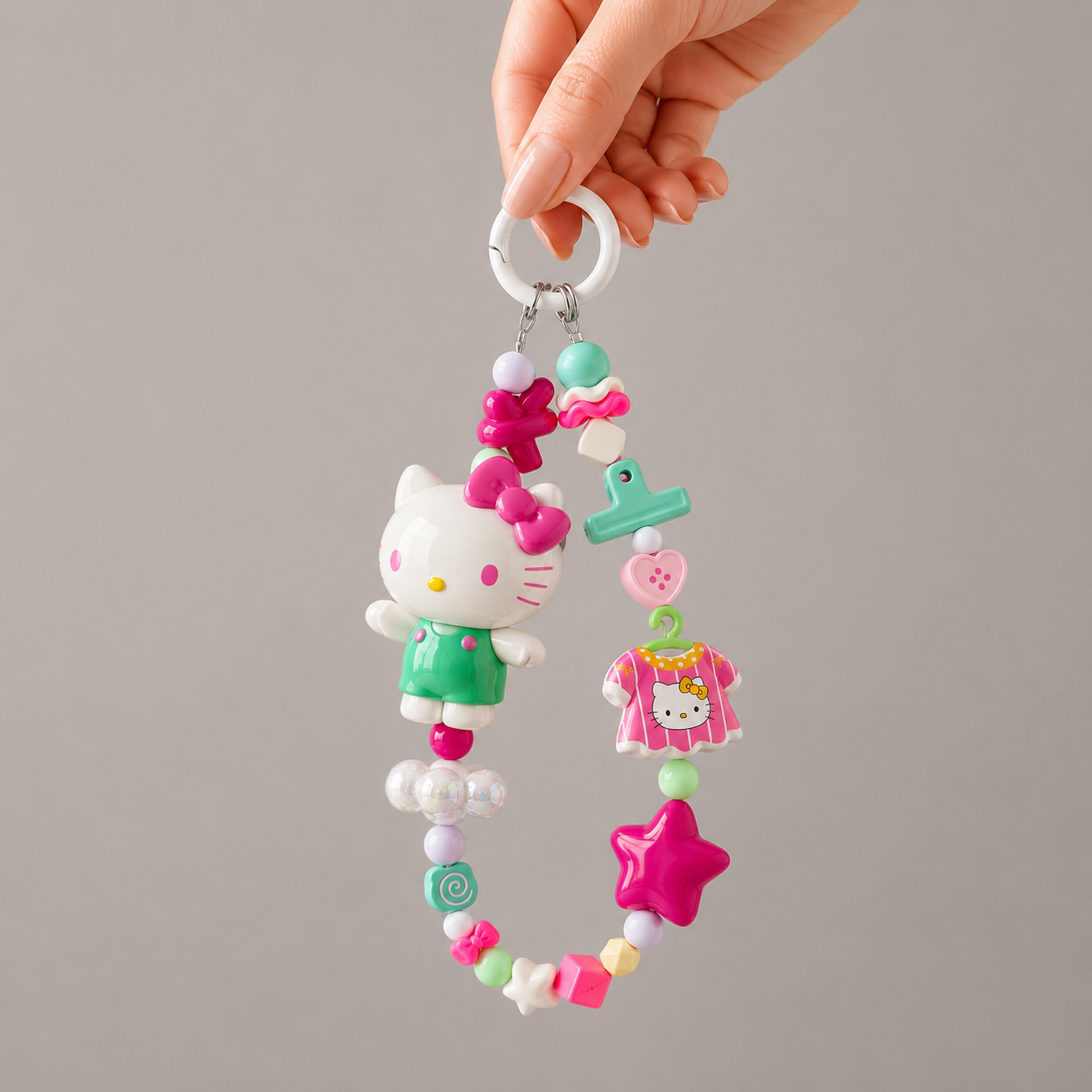 TOPTOY Hello Kitty Summer Rainbow Candy Series Handmade Charm Key/Phone Chain - Official Charm