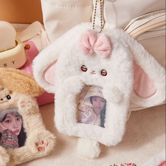 Kawaii Plush Bunny Photo Card - Pink
