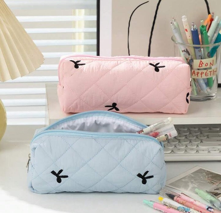 Minimalist Bow Soft Quilting Storage/Stationery Pouch