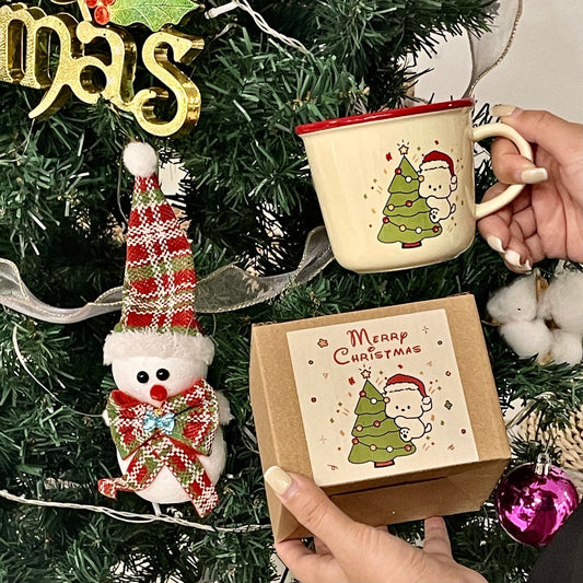 Christmas-Themed Ceramic Mug - Bunny with Tree