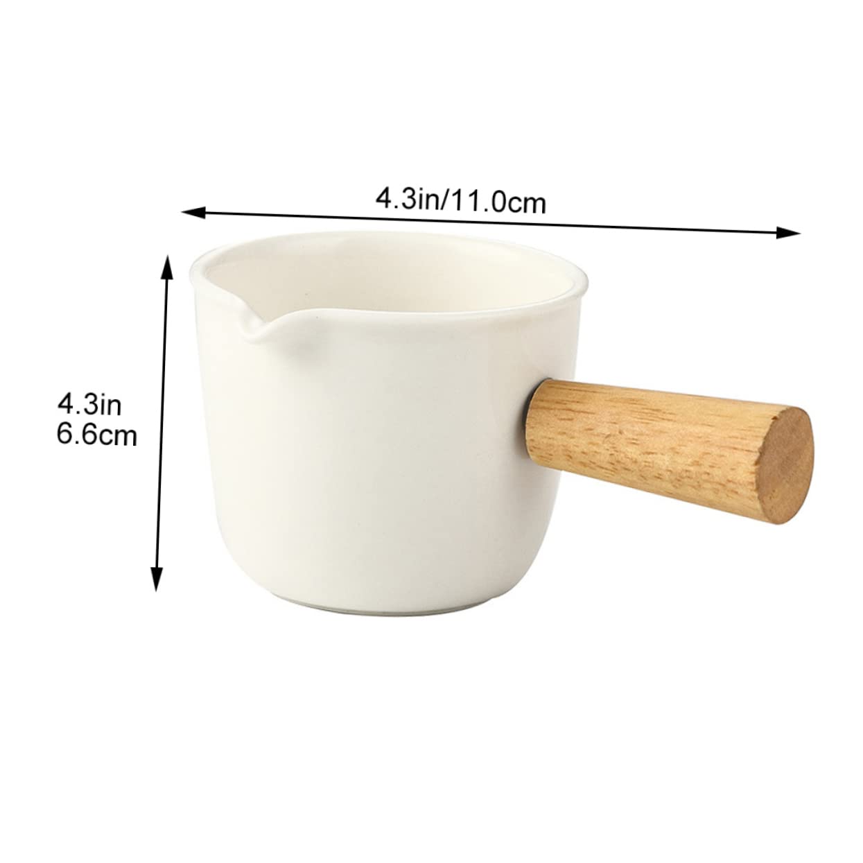 Milk Cup Sauce Ceramic Espresso Pouring Cup With Honey Wooden Handle