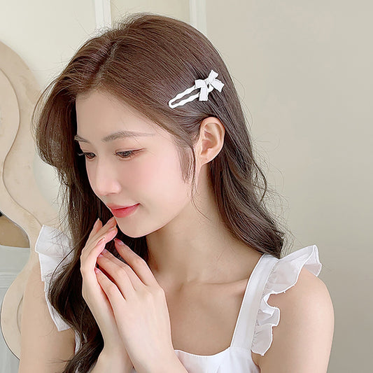 Elegant Pink Bow Hair Clip – Chic Metal Barrette (Single pc)