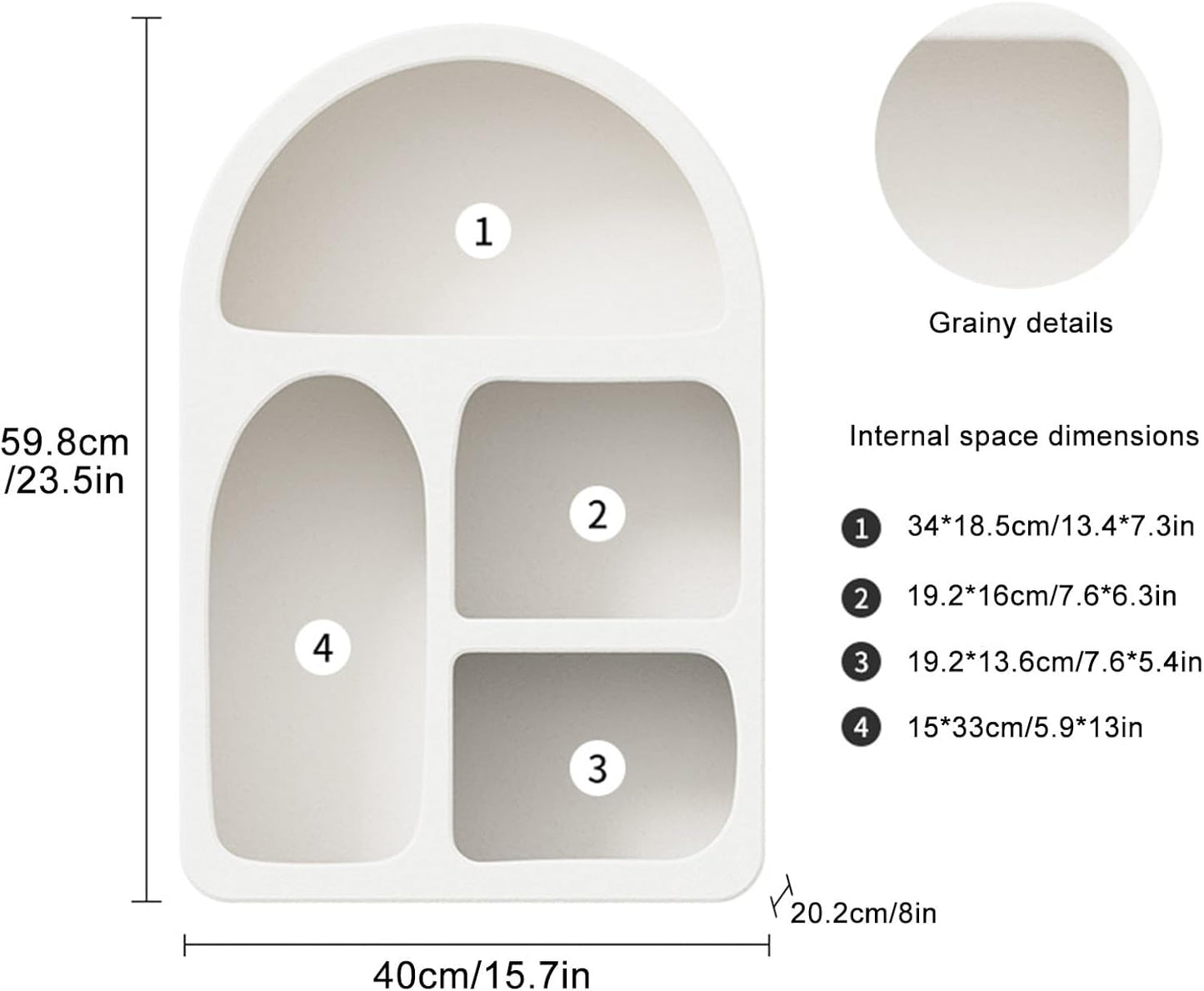 Pinterest Geometric Arched 4 Shelf Wall Shelf with Varying Block Shapes - Cream