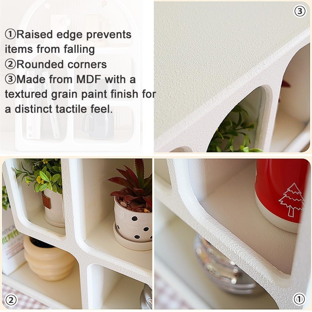 Pinterest Geometric Arched 4 Shelf Wall Shelf with Varying Block Shapes - Cream