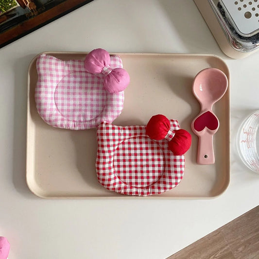 Hello Kitty Insulated Coaster - Pink Checked