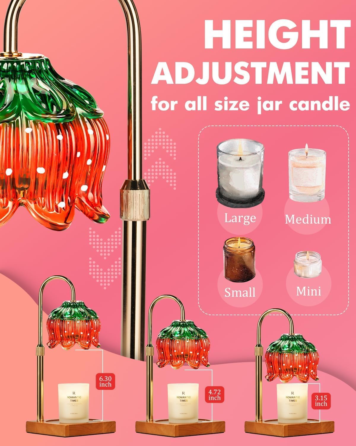 Strawberry Candle Warmer Lamp with Timer - Adjustable