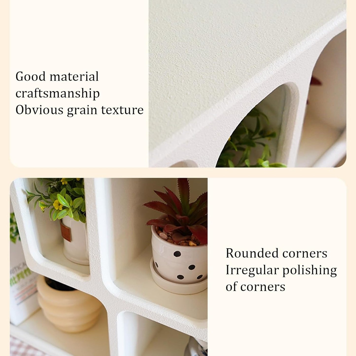 Pinterest Geometric Arched 4 Shelf Wall Shelf with Varying Block Shapes - Cream