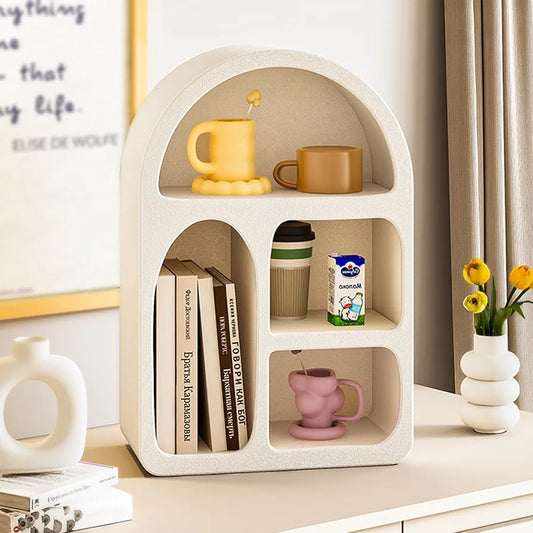 Pinterest Geometric Arched 4 Shelf Wall Shelf with Varying Block Shapes - Cream