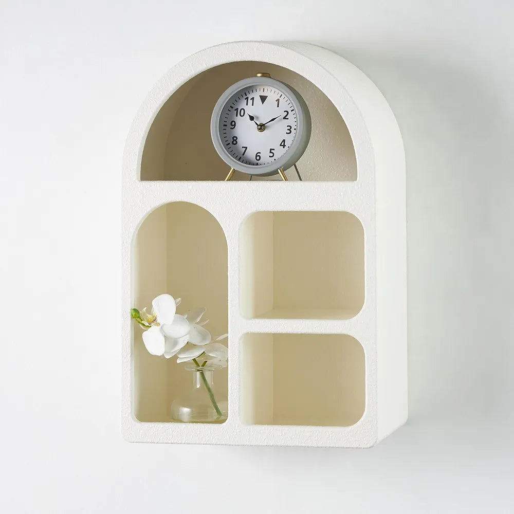 Pinterest Geometric Arched 4 Shelf Wall Shelf with Varying Block Shapes - Cream
