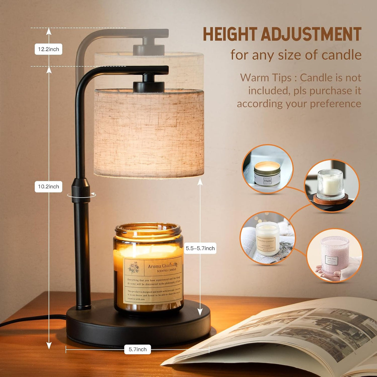 Candle Warmer Lamp with Timer - Adjustable
