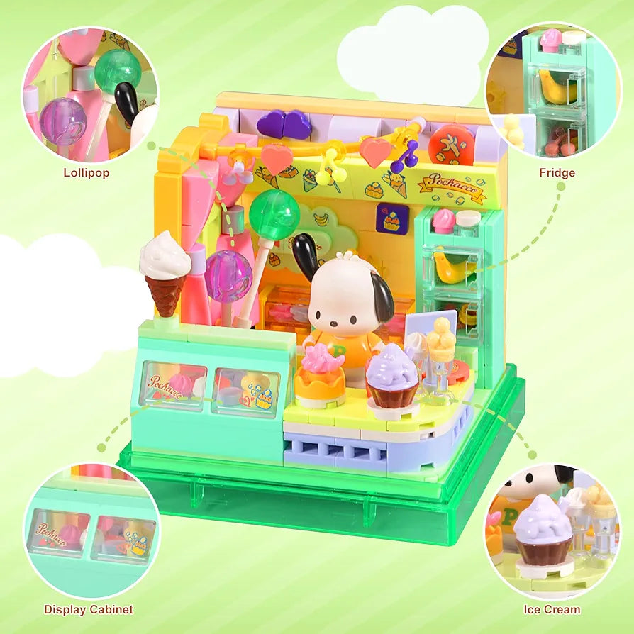 Sanrio Pochacco Ice Cream Shop Building Block Set
