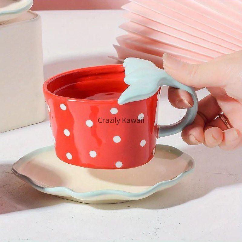 Strawberry Hand-painted Cup and Saucer