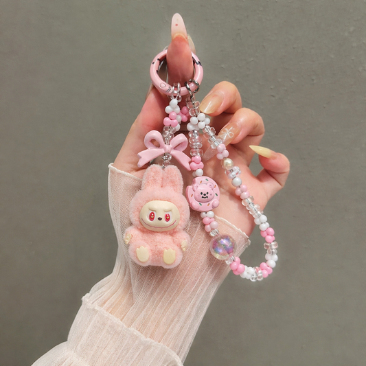 Labubu Pink Bean Charm Handmade Charm Key/Phone Chain