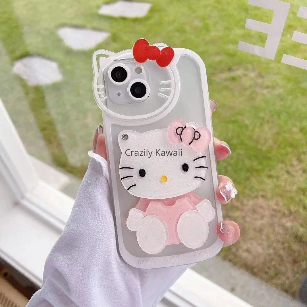 Hello kitty 3D Cat Makeup Mirror IPhone Case – Crazily Kawaii