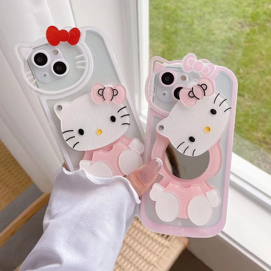 Hello kitty 3D Cat Makeup Mirror IPhone Case