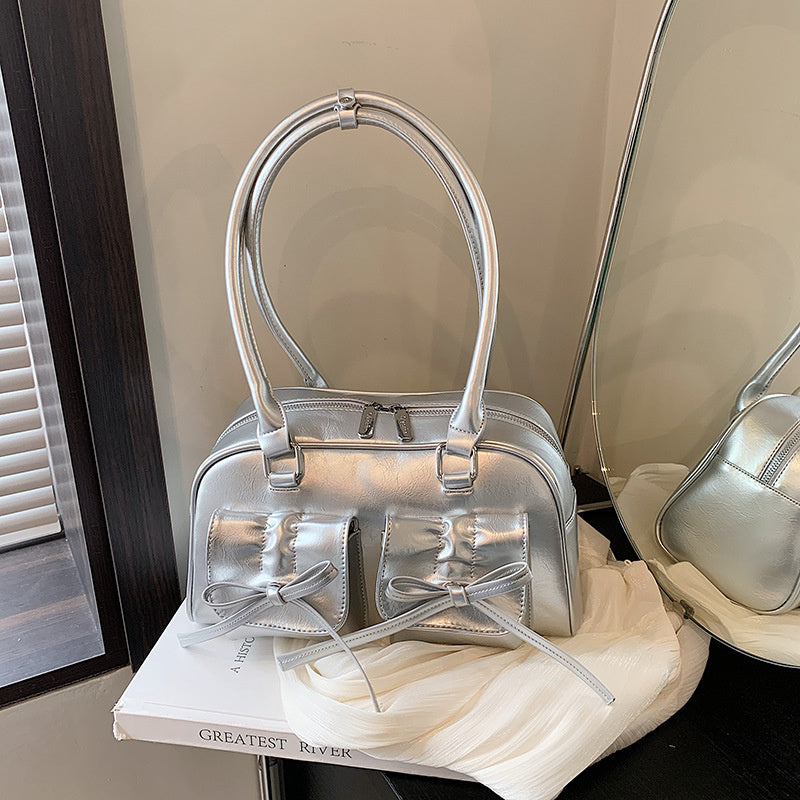 Korean Silver Coquette Handbag - With FREE Cherry Keycharm