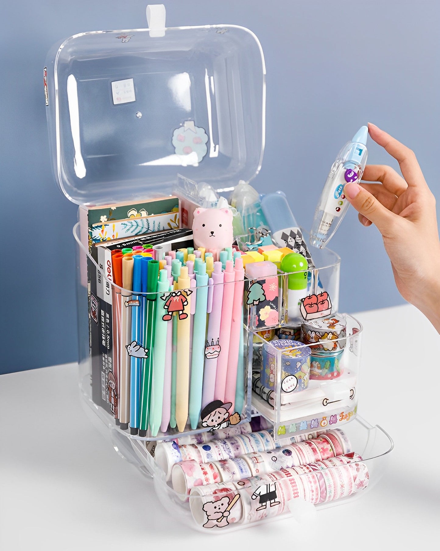 Transparent Desktop Stationery Storage Organiser - Clearance