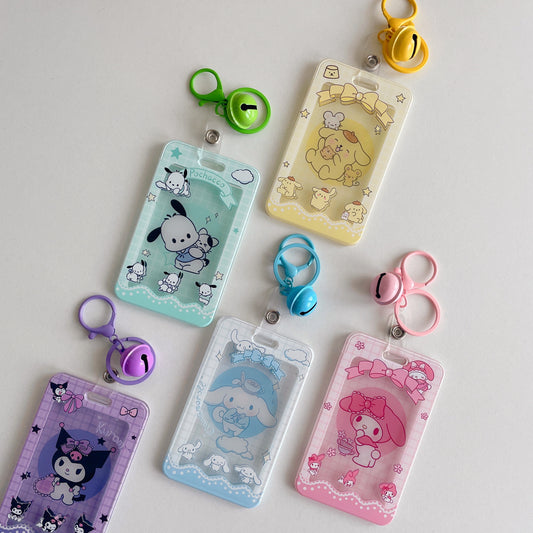 Kawaii Sanrio ID & Photo Card Holders with Bell Keychains